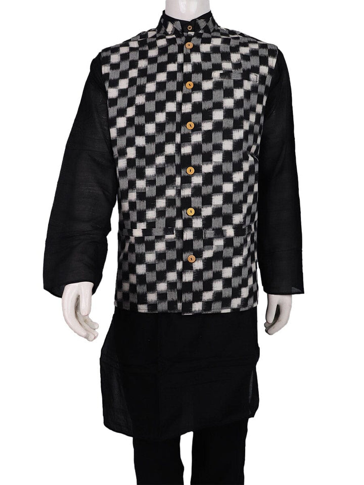 Handwoven Cotton Nehru Jacket Handloom Nehru Jacket_Cotton Priyadarshini Handloom