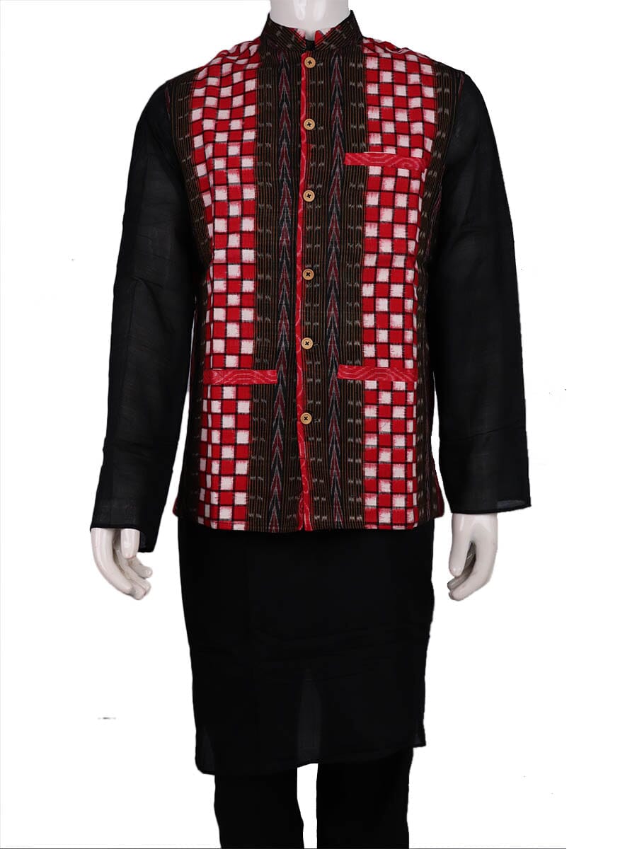Handwoven Cotton Nehru Jacket Handloom Nehru Jacket_Cotton Priyadarshini Handloom