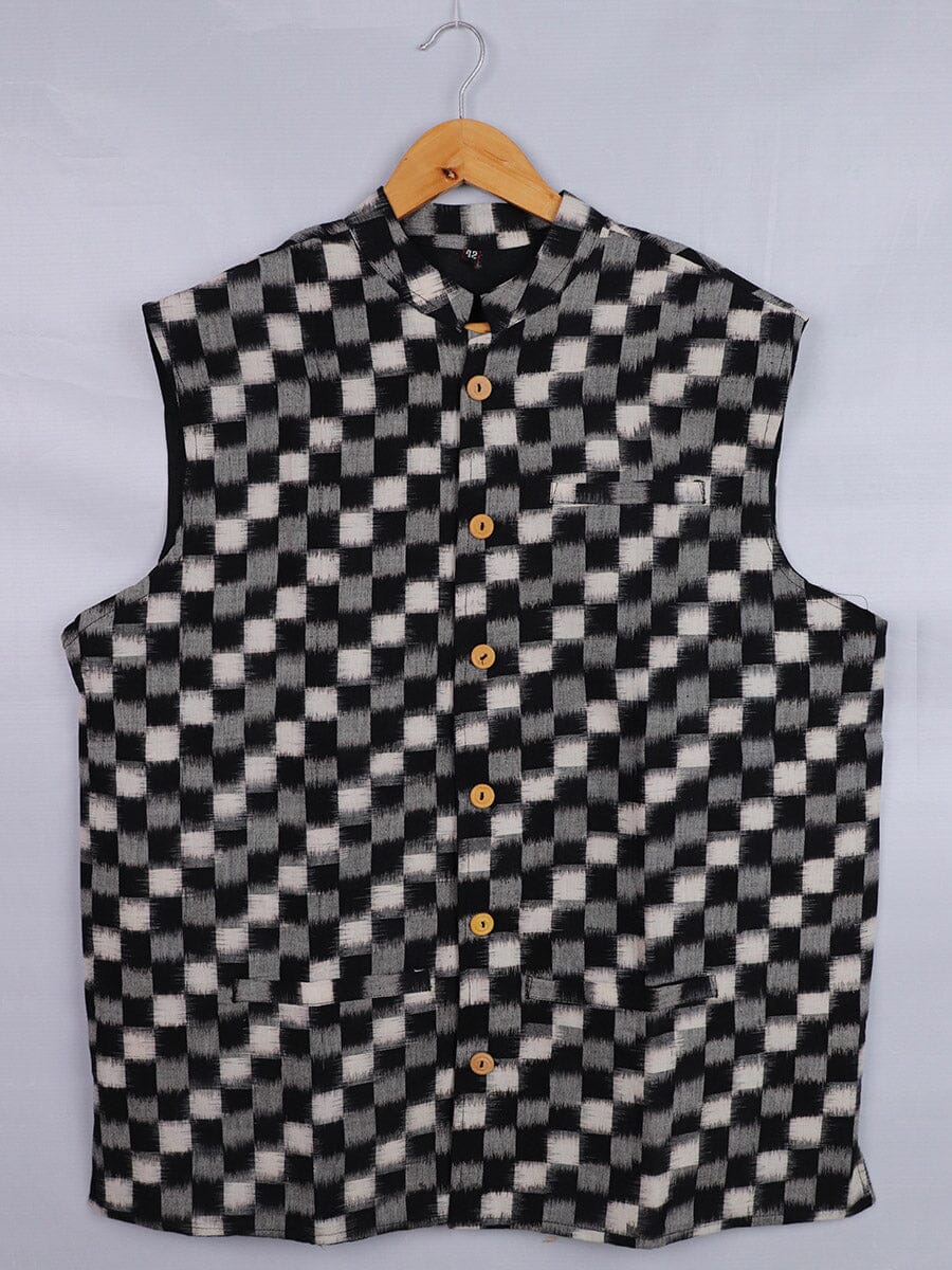 Handwoven Cotton Nehru Jacket Handloom Nehru Jacket_Cotton Priyadarshini Handloom