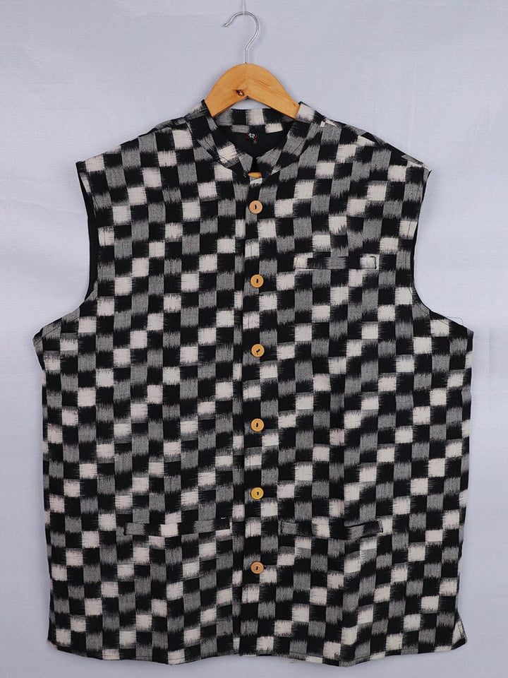 Handwoven Cotton Nehru Jacket Handloom Nehru Jacket_Cotton Priyadarshini Handloom