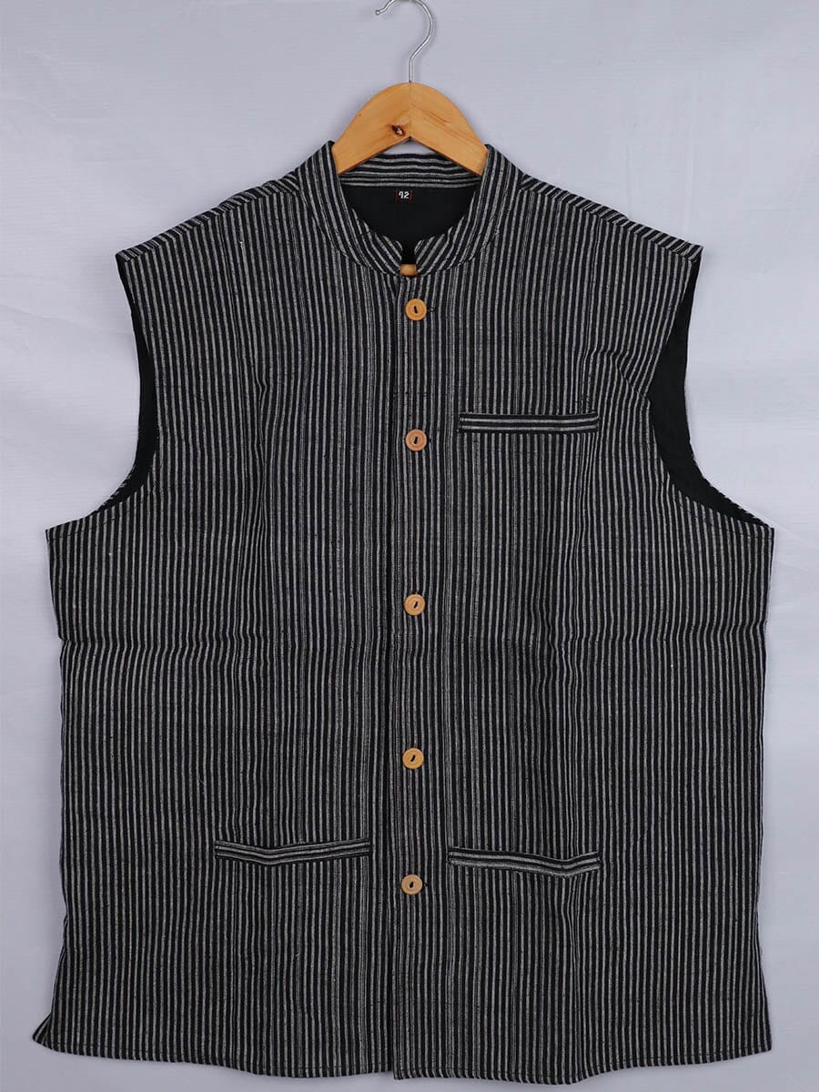 Handwoven Cotton Nehru Jacket Handloom Nehru Jacket_Cotton Priyadarshini Handloom