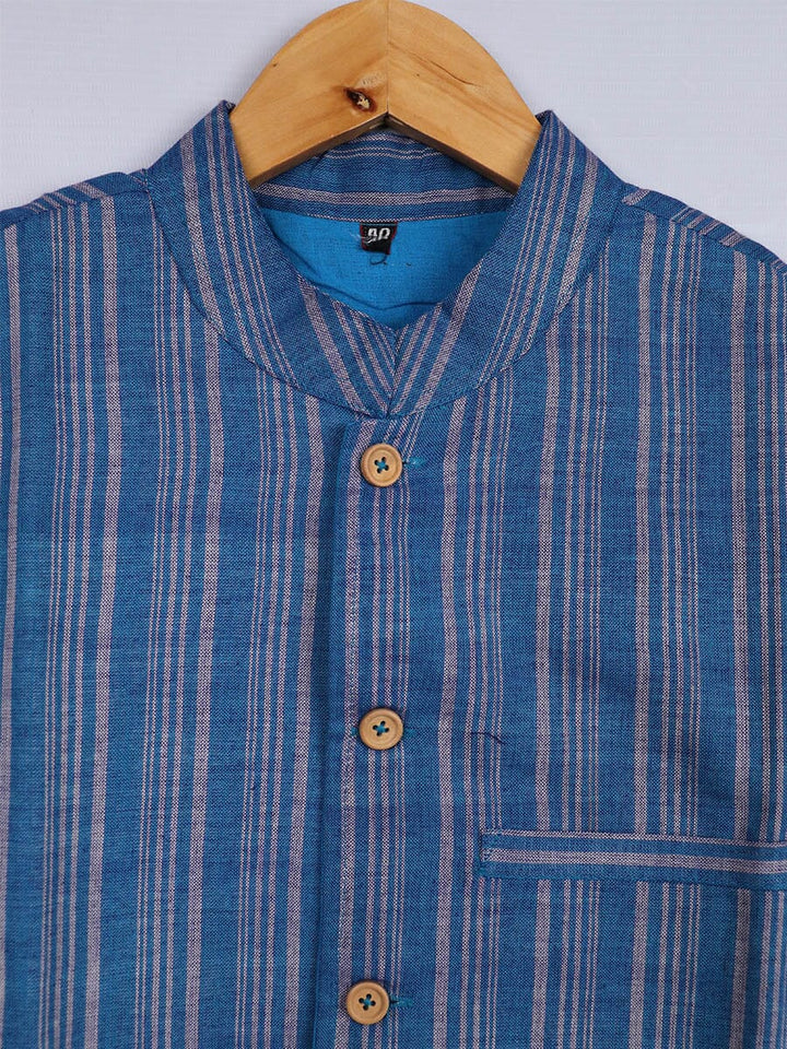Handwoven Cotton Nehru Jacket Handloom Nehru Jacket_Cotton Priyadarshini Handloom