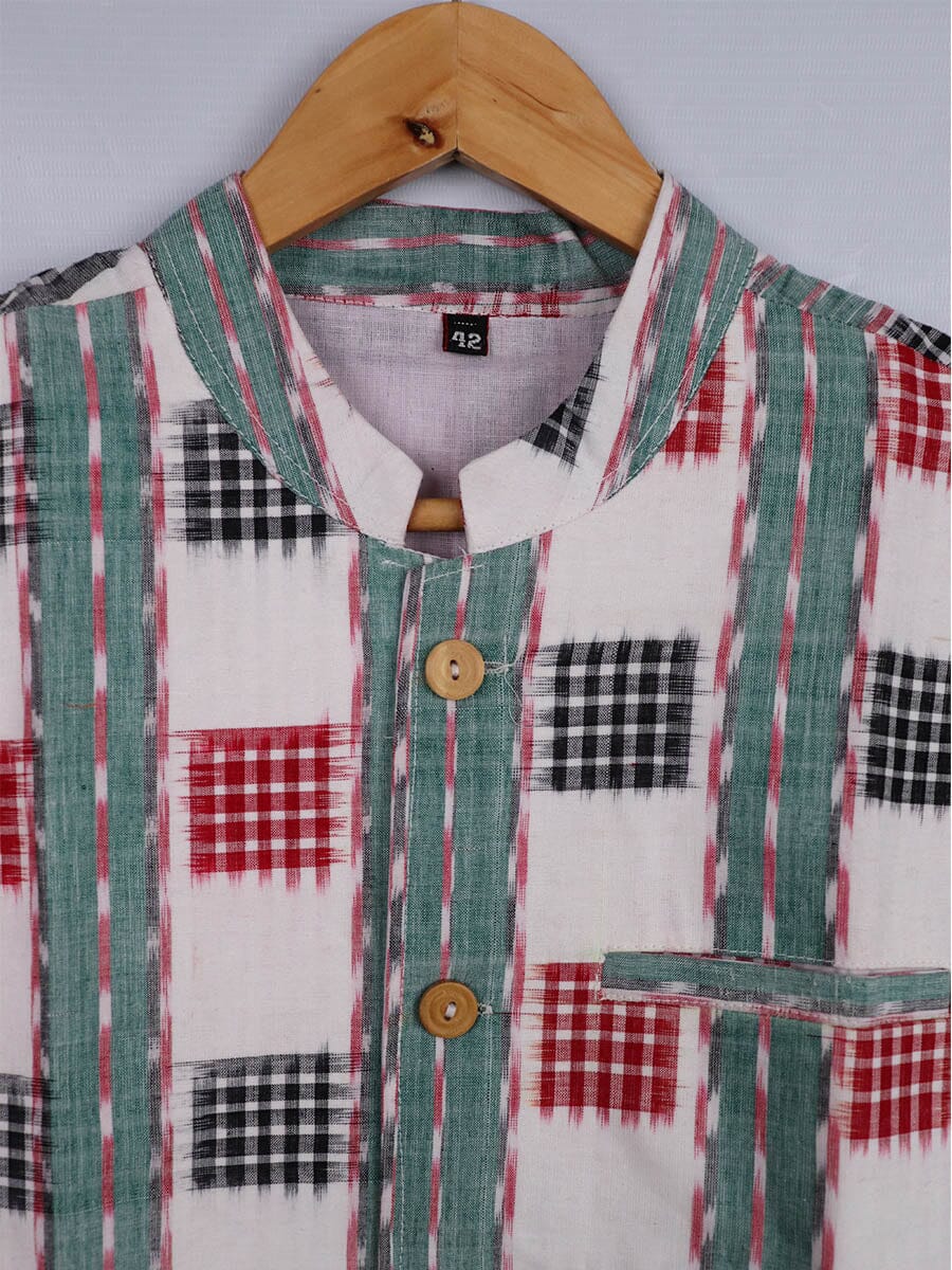 Handwoven Cotton Nehru Jacket Handloom Nehru Jacket_Cotton Priyadarshini Handloom