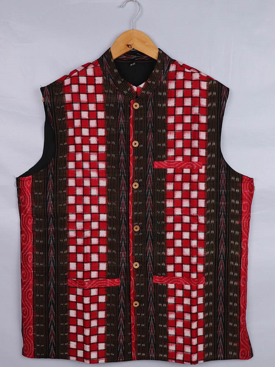 Handwoven Cotton Nehru Jacket Handloom Nehru Jacket_Cotton Priyadarshini Handloom