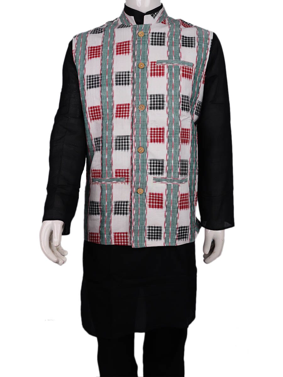 Handwoven Cotton Nehru Jacket Handloom Nehru Jacket_Cotton Priyadarshini Handloom
