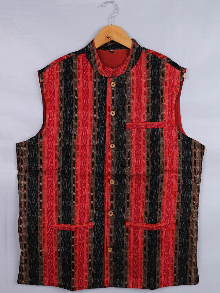 Handwoven Cotton Nehru Jacket Handloom Nehru Jacket_Cotton Priyadarshini Handloom
