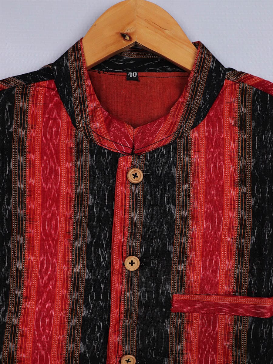 Handwoven Cotton Nehru Jacket Handloom Nehru Jacket_Cotton Priyadarshini Handloom