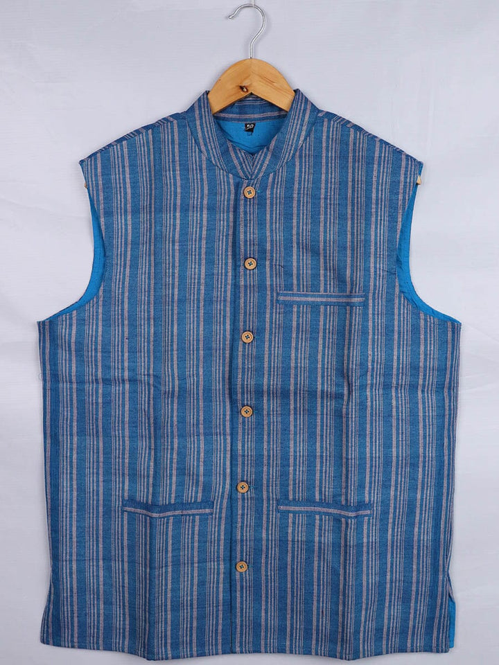 Handwoven Cotton Nehru Jacket Handloom Nehru Jacket_Cotton Priyadarshini Handloom