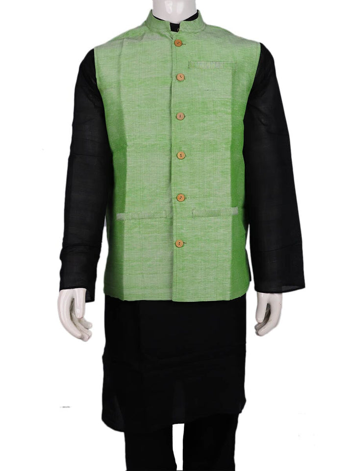 Handwoven Cotton Nehru Jacket Handloom Nehru Jacket_Cotton Priyadarshini Handloom