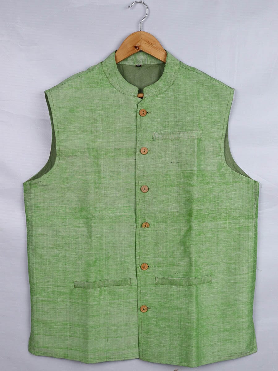 Handwoven Cotton Nehru Jacket Handloom Nehru Jacket_Cotton Priyadarshini Handloom
