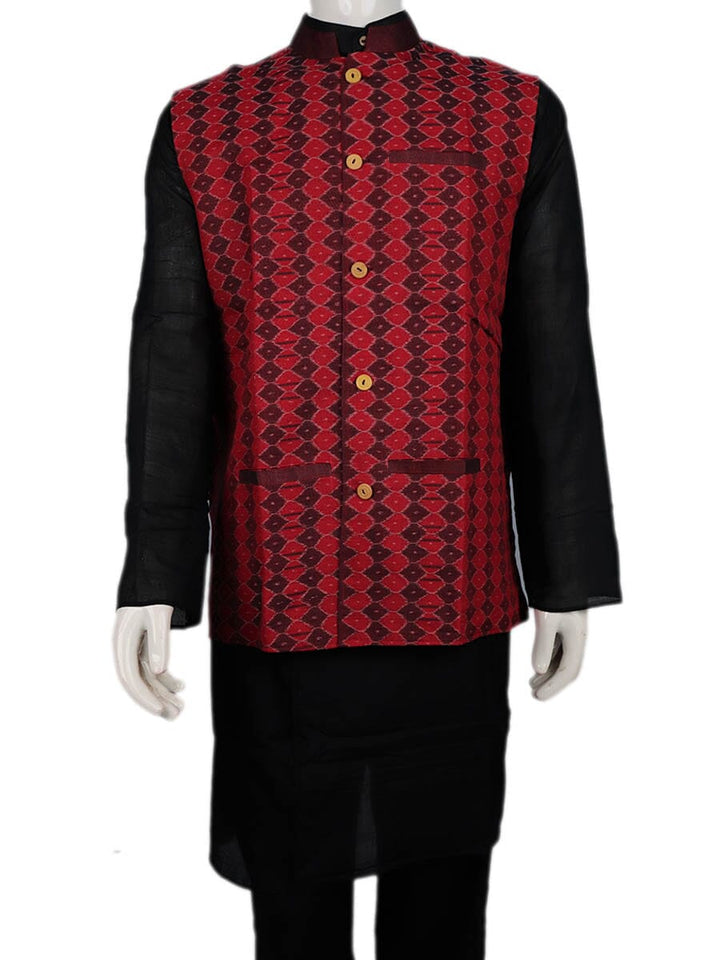 Handwoven Cotton Nehru Jacket Handloom Nehru Jacket_Cotton Priyadarshini Handloom