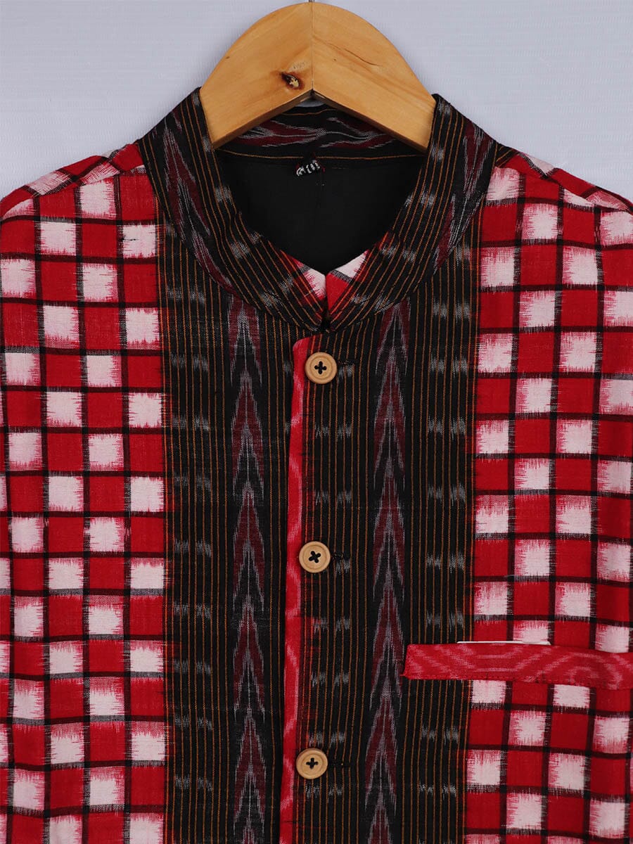 Handwoven Cotton Nehru Jacket Handloom Nehru Jacket_Cotton Priyadarshini Handloom