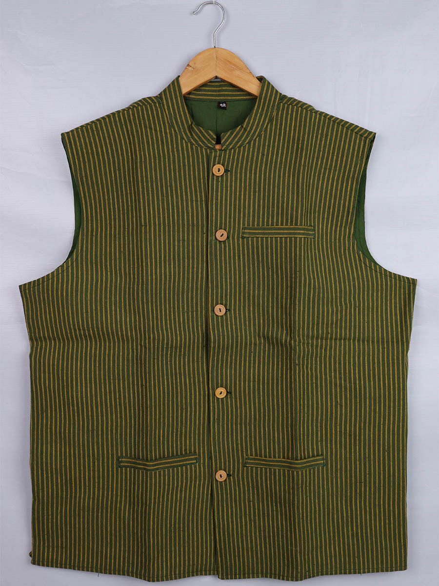 Handwoven Cotton Nehru Jacket Handloom Nehru Jacket_Cotton Priyadarshini Handloom