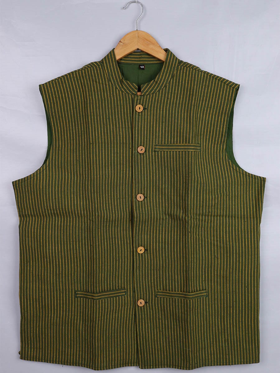 Handwoven Cotton Nehru Jacket Handloom Nehru Jacket_Cotton Priyadarshini Handloom 