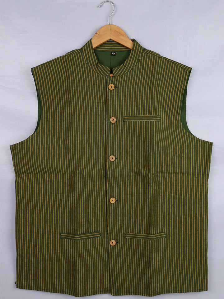 Handwoven Cotton Nehru Jacket Handloom Nehru Jacket_Cotton Priyadarshini Handloom