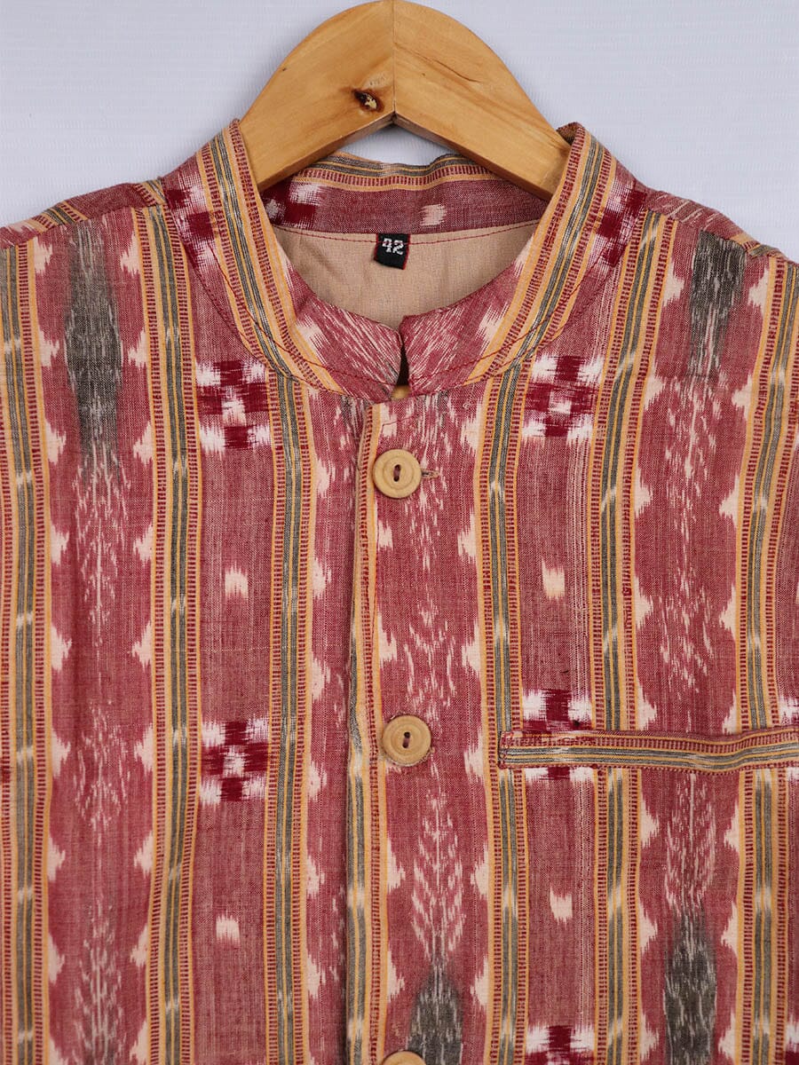 Handwoven Cotton Nehru Jacket Handloom Nehru Jacket_Cotton Priyadarshini Handloom