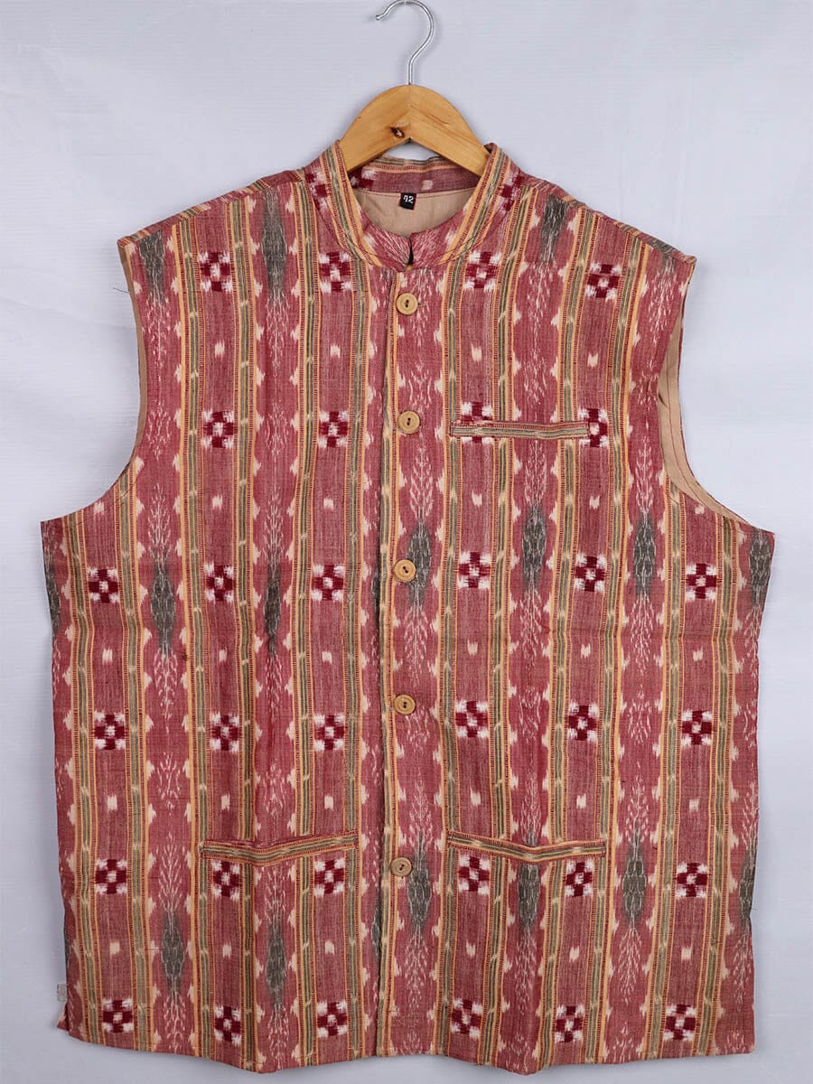 Handwoven Cotton Nehru Jacket Handloom Nehru Jacket_Cotton Priyadarshini Handloom 