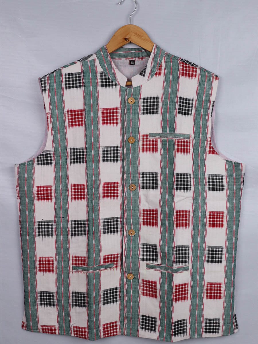 Handwoven Cotton Nehru Jacket Handloom Nehru Jacket_Cotton Priyadarshini Handloom
