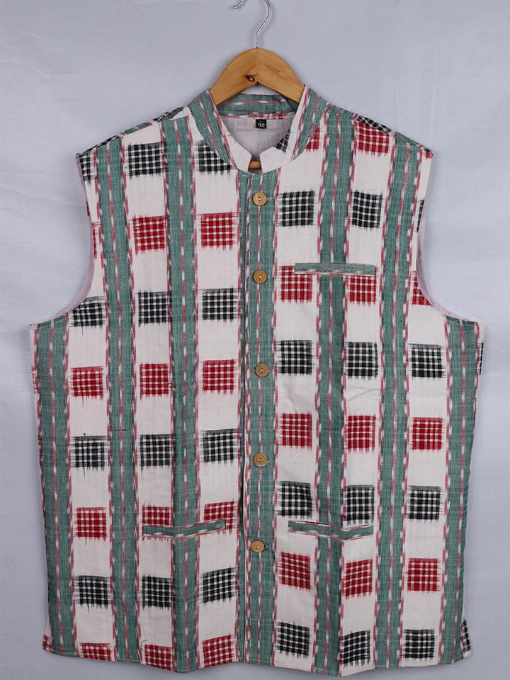 Handwoven Cotton Nehru Jacket Handloom Nehru Jacket_Cotton Priyadarshini Handloom