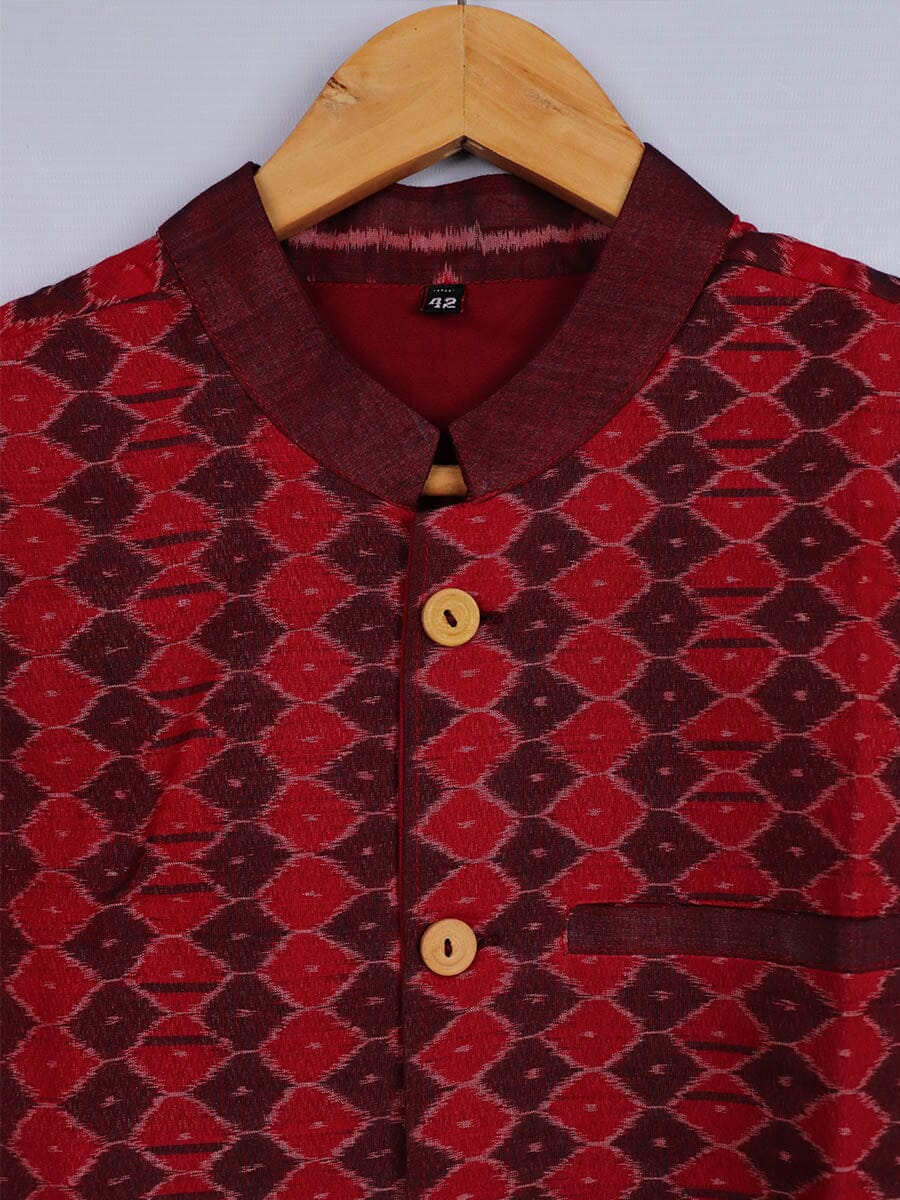 Handwoven Cotton Nehru Jacket Handloom Nehru Jacket_Cotton Priyadarshini Handloom