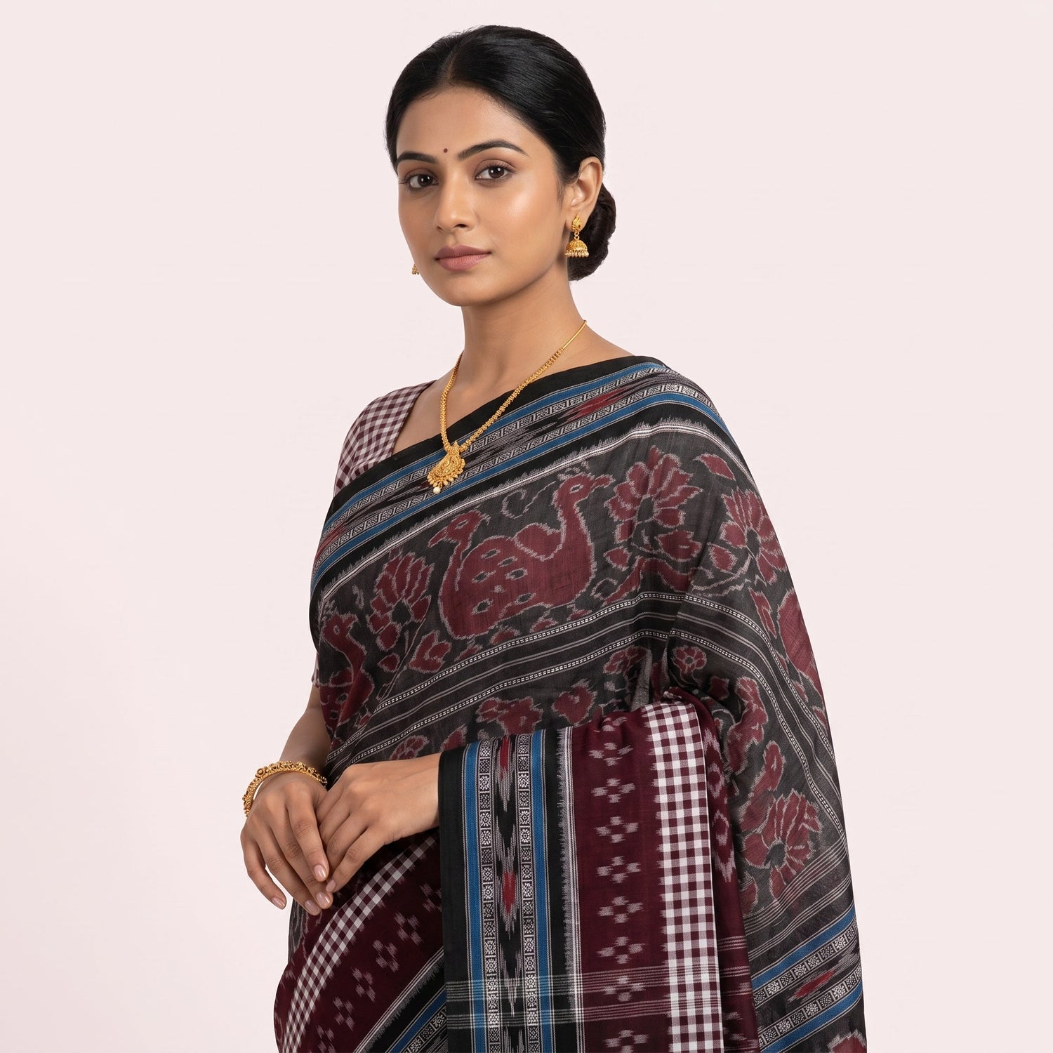 Maroon Sambalpuri Sarees