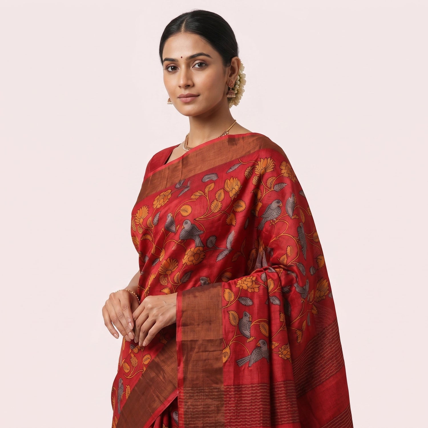 Red Tussar Sarees