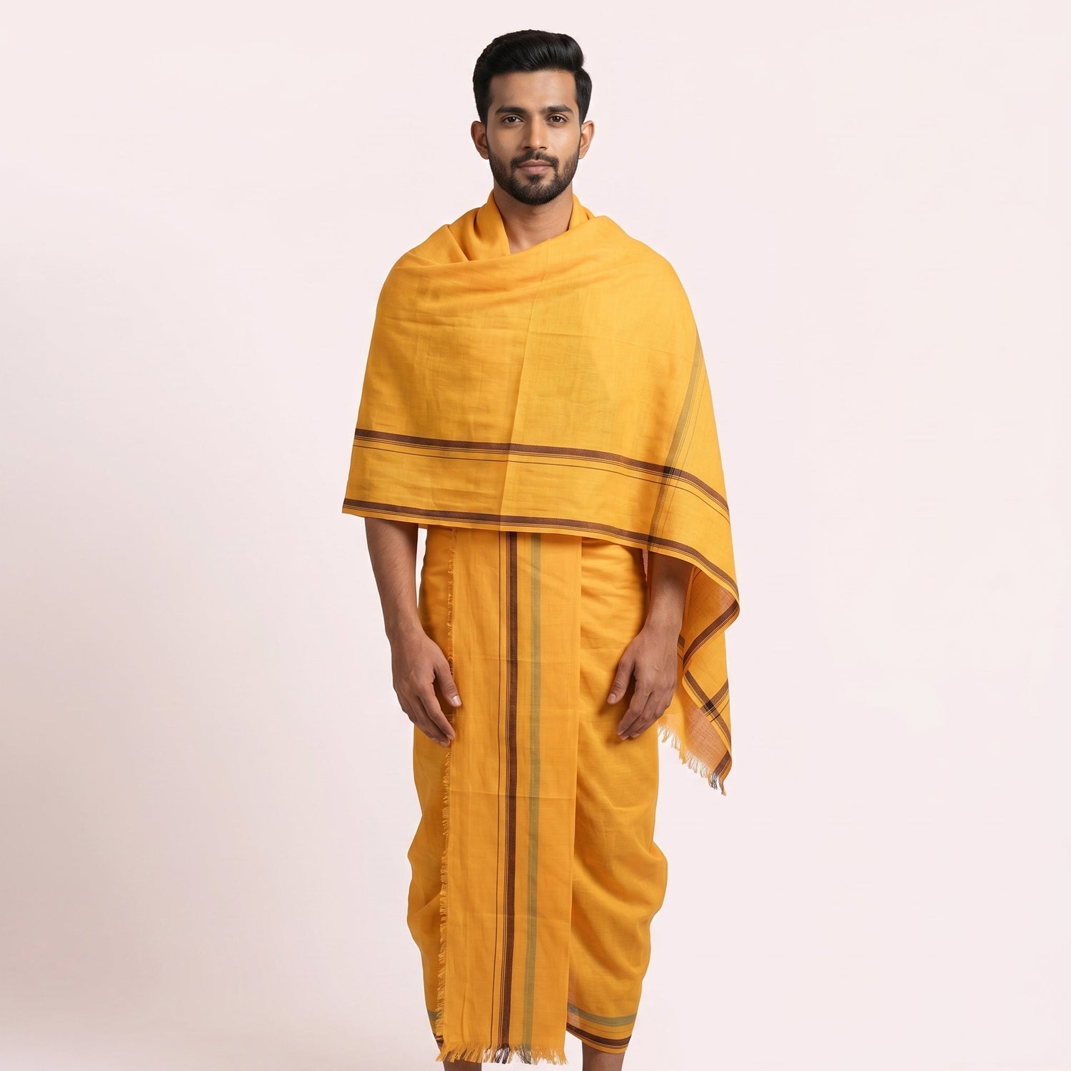 Handwoven Cotton Dhoti & Utari