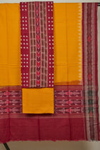Maroon Sambalpuri Cotton 3-piece dress material (unstitched) — view 3 of 4