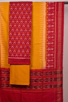 Red Sambalpuri Cotton 3-piece dress material (unstitched) — view 3 of 4