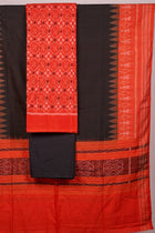 Orange Sambalpuri Cotton 3-piece dress material (unstitched) — view 3 of 4