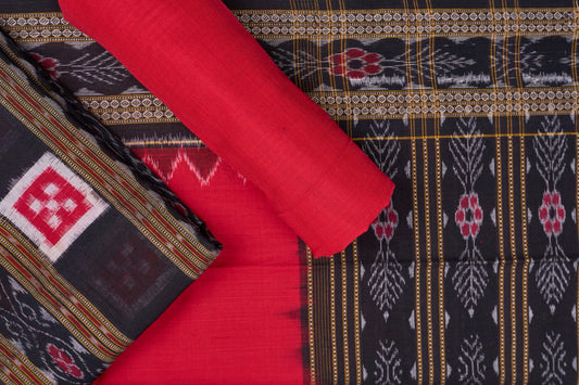 Black Sambalpuri Cotton 3-piece dress material (unstitched) — view 1 of 4