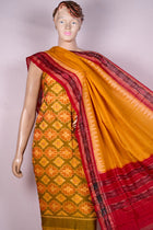 Yellow Sambalpuri Cotton 3-piece dress material (unstitched) — view 3 of 3