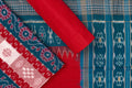 Blue & Red Sambalpuri Cotton Unstitched Dress Material C38-10-06278