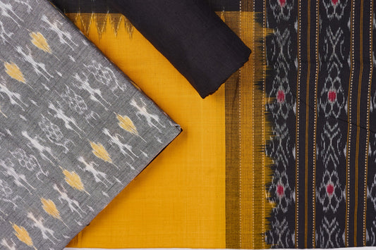 Grey Sambalpuri Cotton 3-piece dress material (unstitched) — view 1 of 4