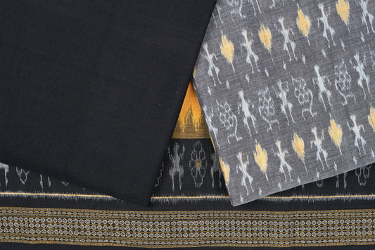 Grey Sambalpuri Cotton 3-piece dress material (unstitched) — view 2 of 4