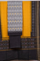 Grey Sambalpuri Cotton 3-piece dress material (unstitched) — view 3 of 4