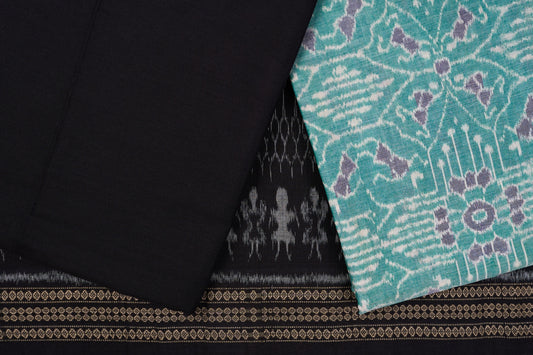 Green Sambalpuri Cotton 3-piece dress material (unstitched) — view 2 of 4