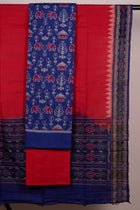 Blue Sambalpuri Cotton 3-piece dress material (unstitched) — view 3 of 4