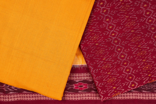 Maroon Sambalpuri Cotton 3-piece dress material (unstitched) — view 2 of 4