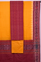 Maroon Sambalpuri Cotton 3-piece dress material (unstitched) — view 3 of 4