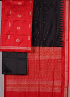 Red Bomkai Silk 3-piece dress material (unstitched) — view 3 of 5
