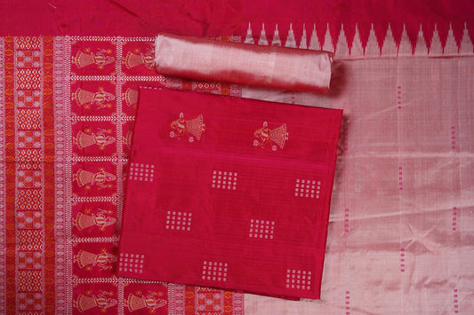 Pink Bomkai Silk 3-piece dress material (unstitched) — view 1 of 4