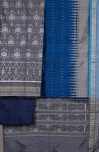 Grey Sambalpuri Silk 3-piece dress material (unstitched) — view 3 of 4