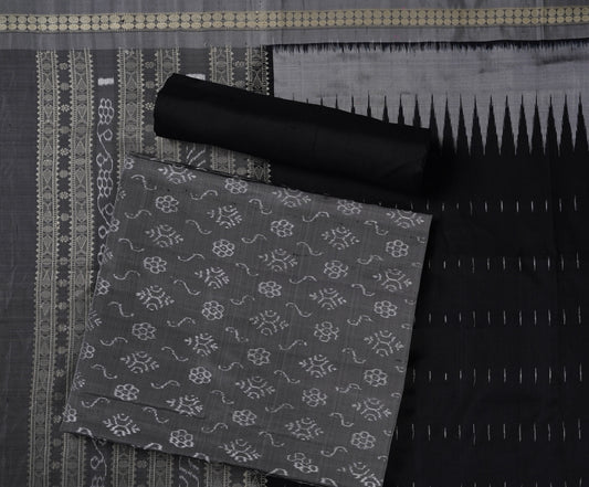 Grey Sambalpuri Silk 3-piece dress material (unstitched) — view 1 of 4