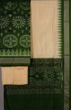Green Sambalpuri Silk 3-piece dress material (unstitched) — view 3 of 4