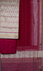 White Sambalpuri Silk 3-piece dress material (unstitched) — view 3 of 4