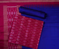 Magenta & Blue Sambalpuri Silk Unstitched Dress Material C39-12-06323