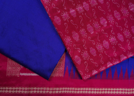Magenta Sambalpuri Silk 3-piece dress material (unstitched) — view 2 of 4