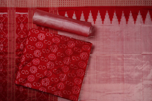 Red Sambalpuri Silk 3-piece dress material (unstitched) — view 1 of 4