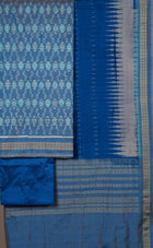 Blue Sambalpuri Silk 3-piece dress material (unstitched) — view 3 of 4